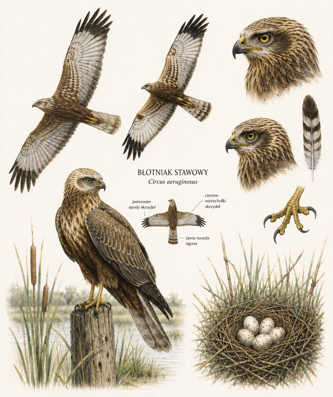 ilustracja zoologiczna błotniaka stawowego