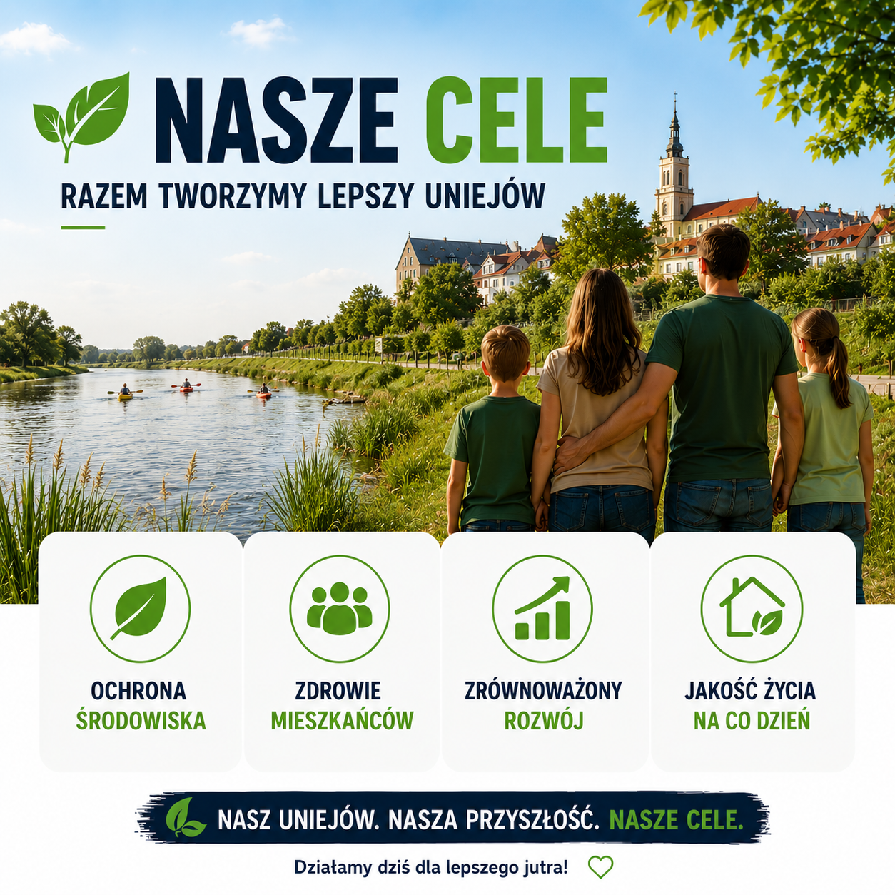 panorama Uniejowa z rzeką
