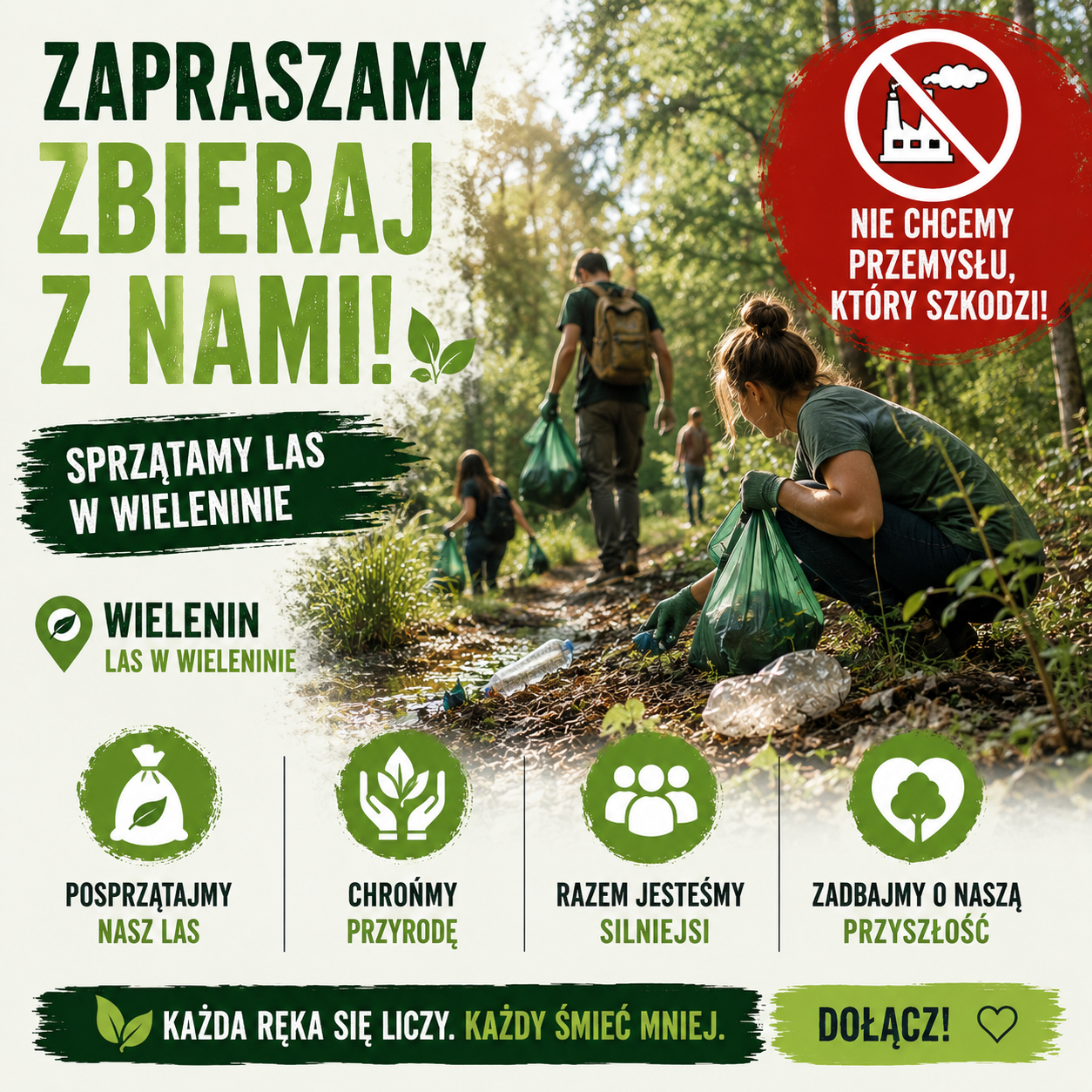 ludzie sprzątają las